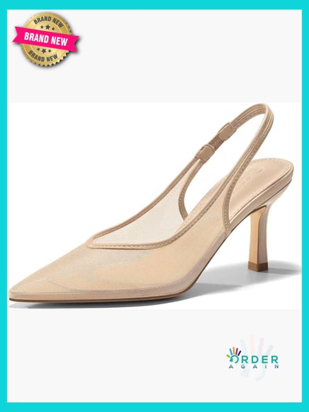 Mesh Slingback Kitten Heels Pointed Toe Low Heel Pumps Sexy Dress Shoes